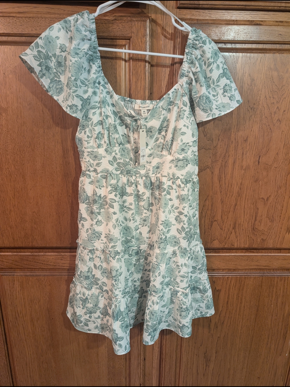 Francesca's Floral Tie-Front Mini Dress in Sage and White NWT